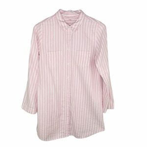 Victoria’s Secret Pink White Striped Button Down Sleep Shirt Nightgown